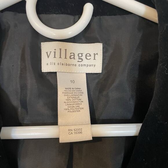 Liz Claiborne Velvet Blazer 4-Button Single Breasted Black Lined Pockets Size 10 - Picture 2 of 8